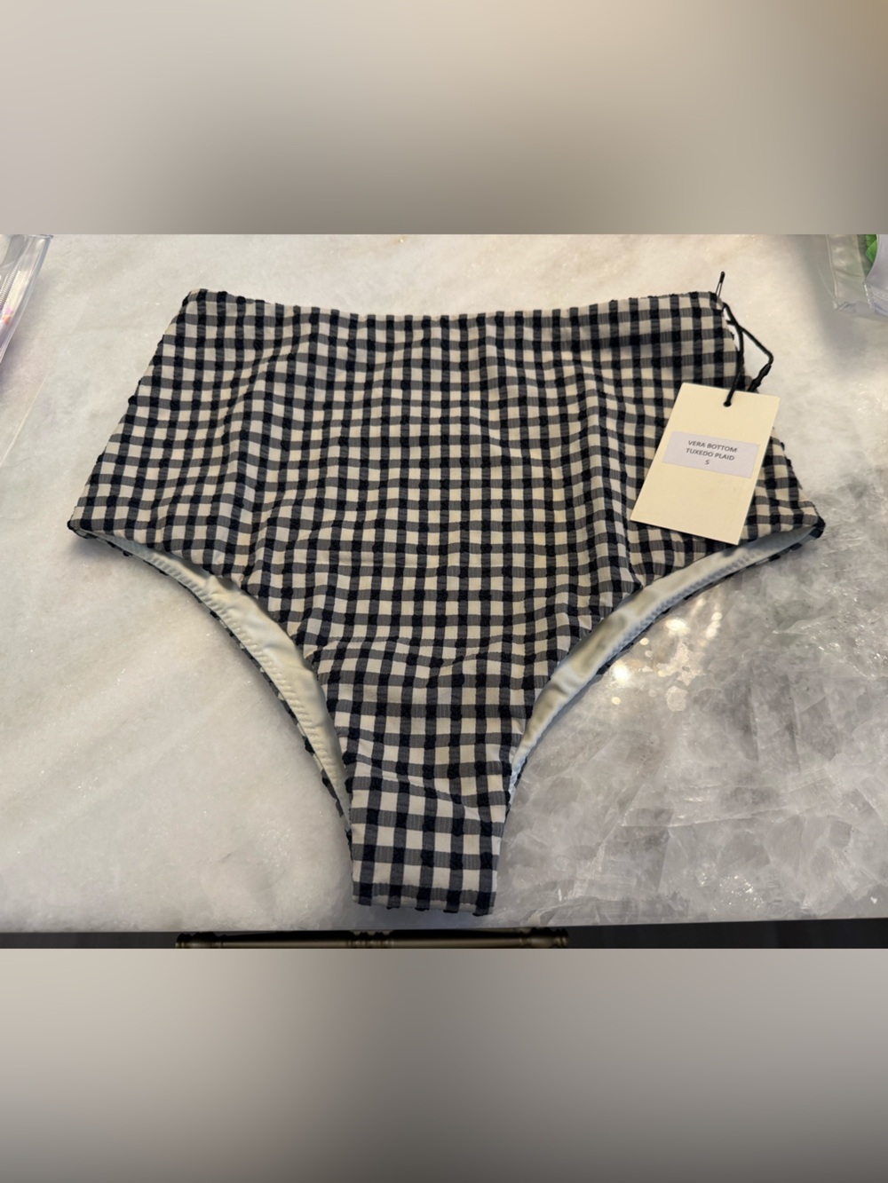 High-Waist Gingham Women’s Shorts - Black & White